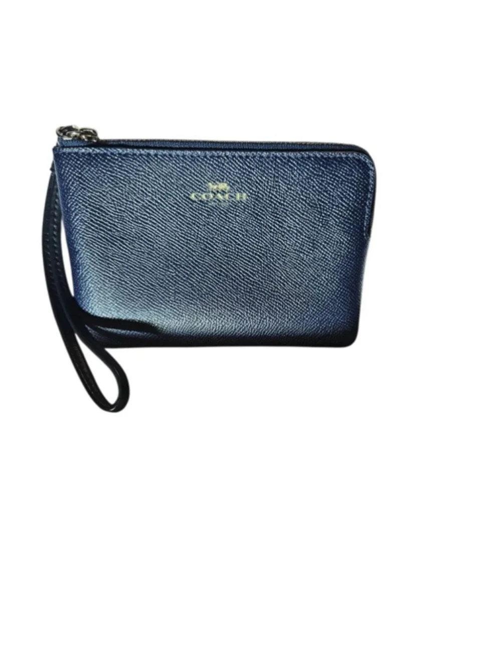 Coach Navy Blue Leather Wristlet One Size